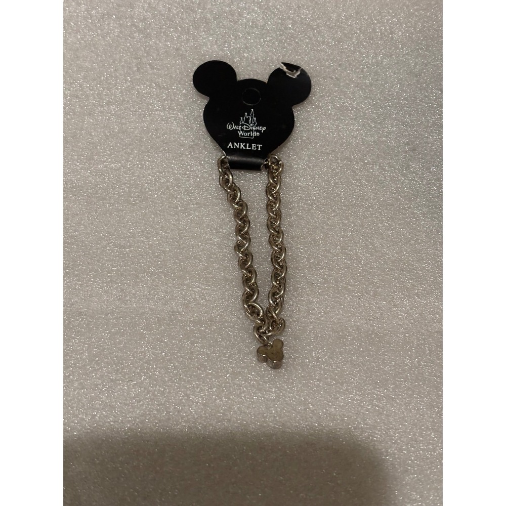 Disney World‎ Mickey Mouse Charm Anklet Silver Tone Adjustable Chain